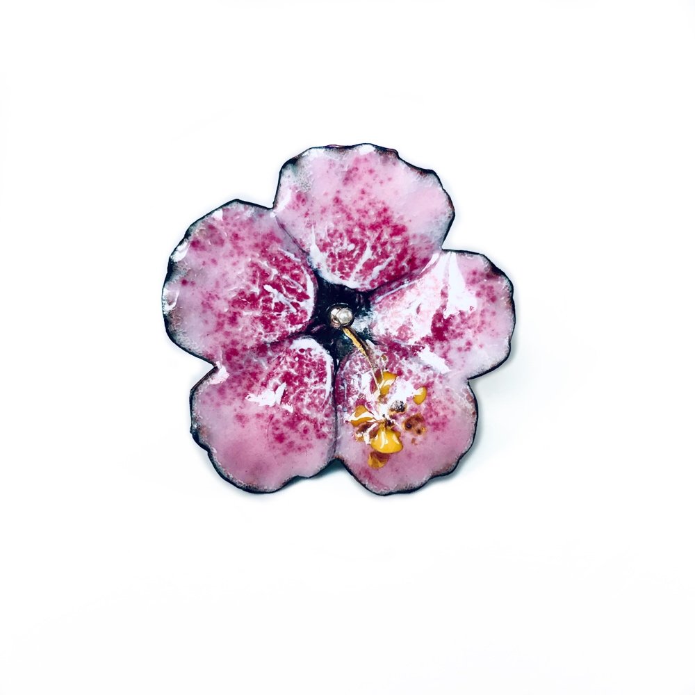 Anello fiore Ibiscus rosa in argento 925