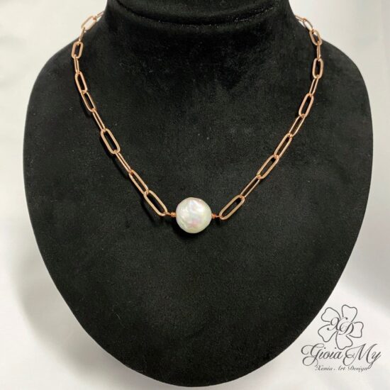 collana artigianale con perla barocca bianca