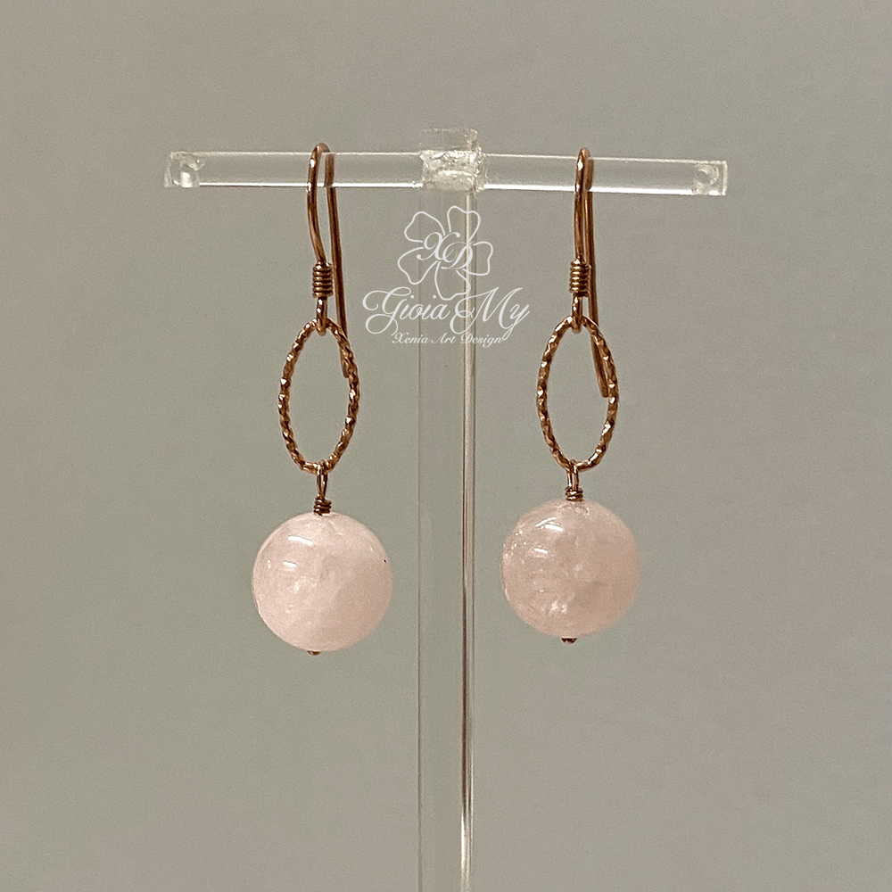 Orecchini con quarzo rosa in argento rosato