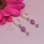 orecchini tanzanite e rubino naturale in argento rosato