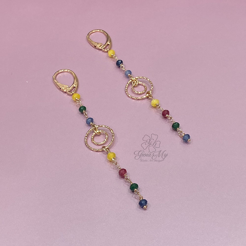 orecchini rosario con pietre colorate