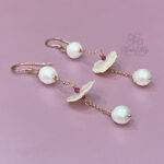 Orecchini in argento con perle e rubini