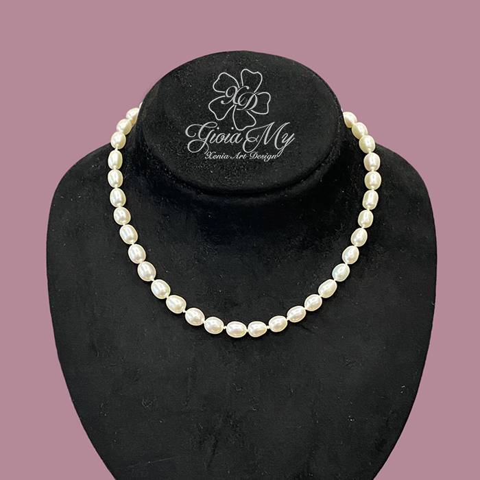 Collana perle naturali con pendente perla