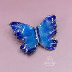 Spilla artigianale farfalla Morfo blu