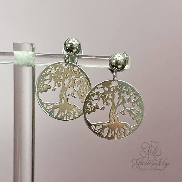 Orecchini piccoli pendenti albero della vita in argento 925