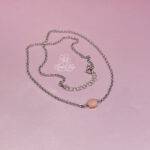 Collana sottile pietra preziosa di opale rosa