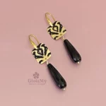 orecchini pendenti in ottone e onice