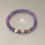 Bracciale con significato in ametista viola e ematite a forma di fiore