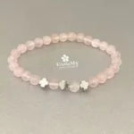 Bracciale con significato in quarzo rosa e ematite argentata