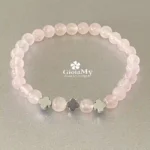 Bracciale in quarzo rosa e ematite che parla