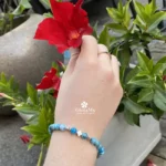 Bracciale regalo ideale in apatite azzurra e ematite argentata