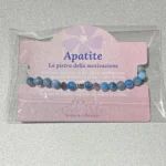 Bracciali che parlano in apatite azzurra e fiori di ematite argentat