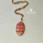 Ciondolo artigianale in rodocrosite naturale argento rosa