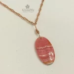 Ciondolo con rodocrosite naturale colore rosa bianco