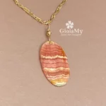 Ciondolo regalo per donna in rodocrosite naturale argento rosa