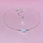 Girocollo artigianale e fine in acquamarina naturale in argento 925