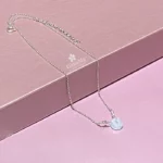 Girocollo artigianale in acquamarina naturale rotonda in argento 925