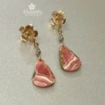 Orecchini artigianato di qualità con rodocrosite fiore argento rosa