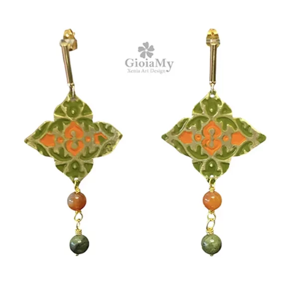 Regalo ideale per donna orecchini artigianali particolari unici con pietre naturali