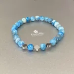 bracciale particolare in apatite azzurra e ematite argentata