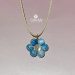 Apatite azzurra e quarzo ciondolo a fiore