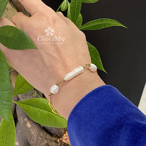 Bracciale artigianale con perle barocche