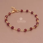 Bracciale di tendenza con pietre di agata rossa a rosario in rame