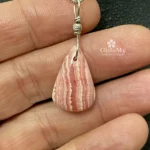 Ciondolo artigianale con pietra rodocrosite preziosa a goccia in argento