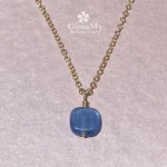 Ciondolo artigianale con cianite blu in argento placcato rosa