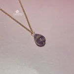 Ciondolo cristalloterapia con fluorite viola in argento oro rosa