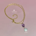 Ciondolo fine ed elegante con fluorite e perla barocca naturale
