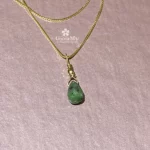 Ciondolo fine ed elegante zoisite rubino a goccia in argento dorato