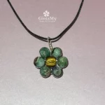 Ciondolo fiore con pietra agata muschiata e occhio di tigre