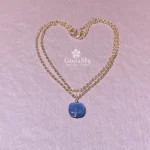 Elegante e raffinato ciondolo con cianite blu in argento rosa
