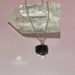 Gioiello autentico ciondolo con pietra tormalina nera naturale