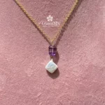 Idea regalo donna ciondolo con fluorite e perla barocca