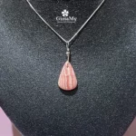 Rodocrosite preziosa a goccia artigianale ciondolo in argento