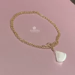 Sottile e fine ciondolo con selenite naturale in argento 925 regalo idea per donna