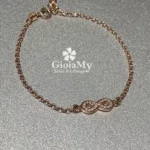 bracciale fine infinito in argento 925 placcato oro rosa con zirconi