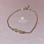 bracciale sottile in argento placcato oro rosa e zirconi
