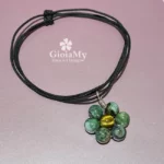 idea regalo donna ciondolo fiore agata muschiata e occhio di tigre