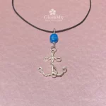 Ciondolo ancora in argento 925 apatite blu