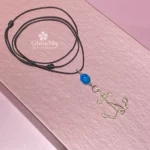 Ciondolo mare per uomo ancora in argento 925 apatite blu gioiello unisex