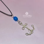 Ciondolo uomo ancora in argento 925 apatite blu gioiello unisex