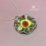 Collana artigianale in raku energia oro giallo rosso