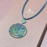 Collana moderna grintosa Raku oceano con amazzonite in argento 925