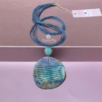 Collana particolare mare oceano con pietra di amazzonite naturale in argento 925