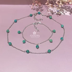 Completo di gioielli girocollo amazzonite in argento 925