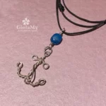 Gioiello mare ancora in argento 925 regalo uomo o donna apatite blu gioiello unisex