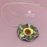 Idea regalo collana con raku oro giallo rosso